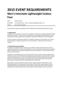 2015 EVENT REQUIREMENTS Men’s Interstate Lightweight Coxless Four DATE:  November 2014