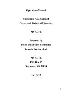 Operations Manual  Mississippi Association of Career and Technical Education  MS ACTE