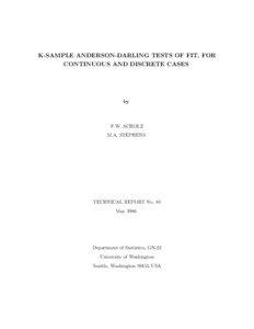 K-SAMPLE ANDERSON-DARLING TESTS OF FIT, FOR CONTINUOUS AND DISCRETE CASES