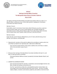 Minutes Meeting of the Blue Ribbon Committee The Metropolitan Water District of Southern California May 24, 2010 The regular meeting of the Blue Ribbon Committee was called to order at 11:39 a.m. on May 24, 2010, in conf