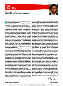 From the Editor Guanrong (Ron) Chen Editor-in-Chief, IEEE Circuits and Systems Magazine  I