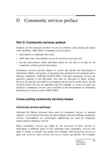 Chapter only - Part D Community services preface - Report on Government Services 2009: Indigenous Compendium
