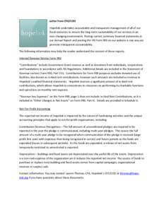 Letter from CFO/COO Hopelink undertakes accountable and transparent management of all of our fiscal resources to ensure the long-term sustainability of our services in an ever-changing environment. Posting current summar