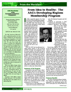 From the Meridian  February 2008 From Idea to Reality: The AAG’s Developing Regions