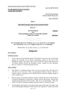 Neutral Citation Number: [2013] EWHC[removed]Ch) Case No: HC07C03194 IN THE HIGH COURT OF JUSTICE CHANCERY DIVISION Royal Courts of Justice Strand, London, WC2A 2LL