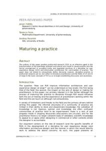 JOURNAL OF INFORMATION ARCHITECTURE | VOLUME 2 ISSUE 1  PEER-REVIEWED PAPER Jason Hobbs, Research Centre Visual Identities in Art and Design, University of Johannesburg