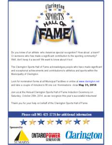 SPORTS  ! q  Do you know of an athlete who deserves special recognition? How about a team?