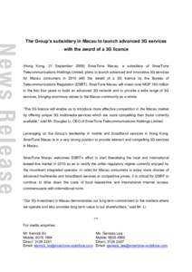 Microsoft Word - Press Release 21Sep09 HK-SV _e_ final.doc
