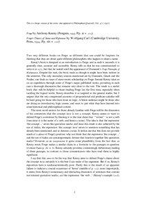 This is a longer version of the review that appeared in Philosophical Quarterly Vol.  ()  Frege by Anthony Kenny (Penguin, . Pp. xi + )