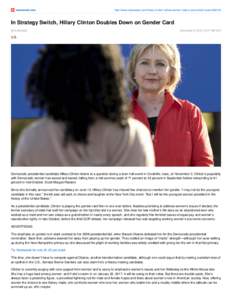 In Strategy Switch, Hillary Clinton Doubles Down on Gender Card