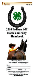4-H-661-W[removed]Indiana 4-H Horse and Pony Handbook
