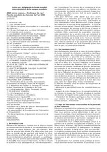 Lettre aux dirigeants du fonds mondial international et de la banque mondiale 2000 bonne raisons… de changer de cap! Marche mondiale des femmes de l’an 2000 octobre 2000