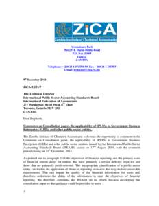 Accountants Park Plot 2374, Thabo Mbeki Road P.O. Box[removed]Lusaka ZAMBIA Telephone: + [removed]59, Fax + [removed]