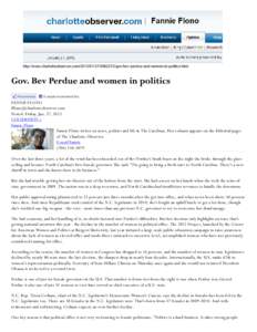 Gov. Bev Perdue and women in politics | CharlotteObserver.com & The Charlotte Observer Newspaper