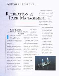 Making a Difference... in Recreation & Park Management
