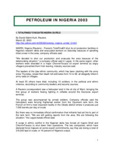 Niger River Delta / Niger Delta / Nigerian National Petroleum Corporation / Ijaw people / Warri / Itsekiri people / Ogoni people / Petroleum industry in Nigeria / Royal Dutch Shell / Africa / Nigeria / Energy in Nigeria