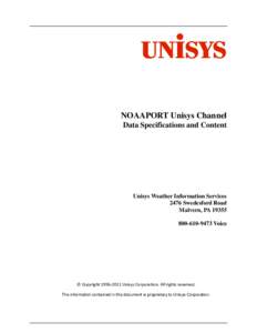 UNISYS  NOAAPORT Unisys Channel Data Specifications and Content  Unisys Weather Information Services