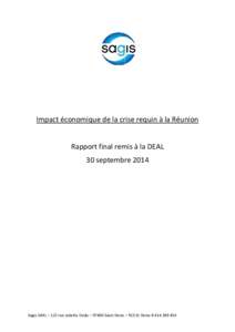 Impact économique crise requin à la Réunion - Sagis - Rapport final novembre 2014