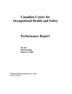 Canadian Centre for Occupational Health and Safety Performance Report  For the