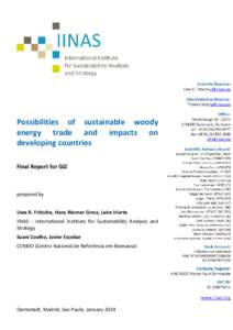 Possibilities of sustainable woody energy trade and impacts on developing countries Final Report for GIZ  prepared by