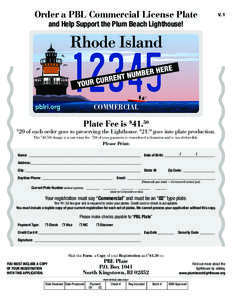 Order a PBL Commercial License Plate  V. 1 and Help Support the Plum Beach Lighthouse!