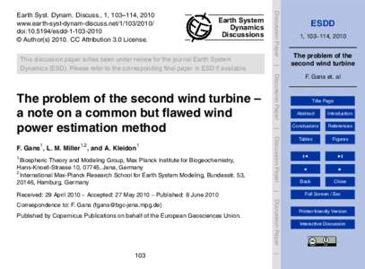 Earth System Dynamics Discussions F. Gans , L. M. Miller