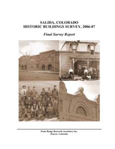 SALIDA, COLORADO HISTORIC BUILDINGS SURVEY, [removed]Final Survey Report Front Range Research Associates, Inc. Denver, Colorado