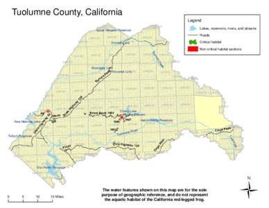 US EPA - Red Legged Frog - Tuolumne County, California Map