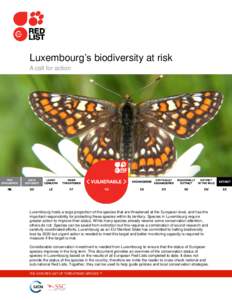 Luxembourg’s biodiversity at risk A call for action Luxembourg hosts a large proportion of the species that are threatened at the European level, and has the important responsibility for protecting these species within