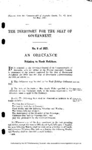 [Extract from the Commonwealth of Australia Gazette, No. 43, dated 3rd May, [removed]THE TERRITORY FOR THE SEAT OF GOVERNMENT. •