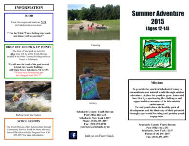 INFORMATION  Summer AdventureFOOD