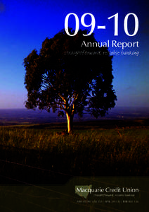 09-10 Annual Report straightforward, reliable banking  ABN[removed] | AFSL[removed] | BSB[removed]