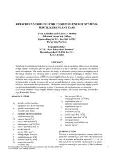 RETSCREEN MODELING FOR COMBINED ENERGY SYSTEMS: FERTILIZERS PLANT CASE