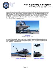 F-35 Lightning II Program Public Affairs Release – [removed]F[removed]B  D U A L
