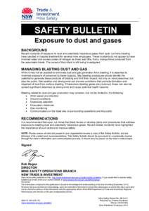 SAFETY BULLETIN  Exposure to dust and gases BACKGROUND