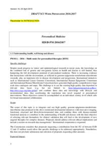 Version 16, 20 AprilDRAFT SC1 WORK PROGRAMMEPlaceholder for INTRODUCTION  Personalised Medicine