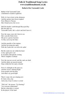 Folk & Traditional Song Lyrics - Ballad of the Yarmouth Castle