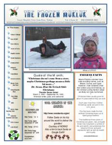 The Frozen Mukluk Local Monthly News from Faro, Yukon Vol. 4 Issue 12  DECEMBER 2012