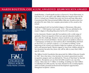 Milken Educator Award / Milken Family Foundation / Florida Comprehensive Assessment Test / Lowell Milken