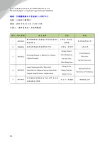 第十一屆智慧生活研討會 (ILT2016) 2016 年 6 月 3 日 The 11th Intelligent Living Technology Conference (ILT2016) 領域：多媒體與數位內容技術(二)(MCD-2) 地點：工程館六樓 E613 時間：2016