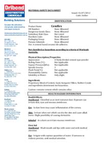 MATERIAL SAFETY DATA SHEET Issued[removed]Code: Amber IDENTIFICATION Product Name Cemflex