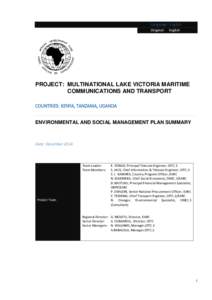 Language: English Original: English  PROJECT: MULTINATIONAL LAKE VICTORIA MARITIME