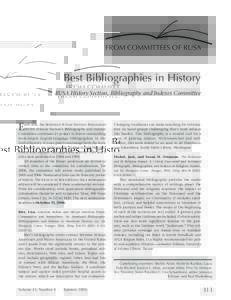 FROM COMMITTEES OF RUSA  Best Bibliographies in History RUSA History Section, Bibliography and Indexes Committee  E