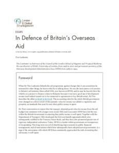 Configure  ESSAYS In Defence of Britain’s Overseas Aid