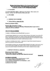 Minutes of the Ordinary Meeting of the Diamantina Shire Council held in the Boardroom of the Administration Centre. Bedourie on Monday. February[removed]commencing at B.05am. 1. ATTENDANCE Councillors Geoff Morton (Mayo