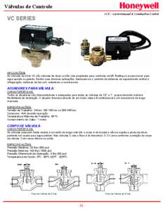 Válvulas de Controle VC SERIES APLICAÇÕES: As válvulas da série VC são válvulas de duas ou três vias projetadas para controles on/off, floating ou proporcional, para água quente ou gelada. Dentre suas diversas a