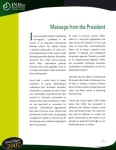 I  Message from the President n a recent article entitled “Capitalizing Convergence” –published in the