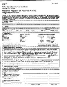 United States Department of the Interior National Park Service National Register of Historic Places Registration Form This form Is for use in nominating or requesting determinations of eligibility for Individual properti