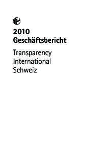 2010 Geschäftsbericht Transparency International Schweiz