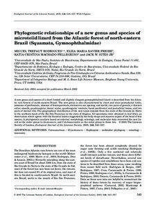 Phylogenetic relationships of a new genus and species of microteiid lizard from the Atlantic forest of north-eastern Brazil (Squamata, Gymnophthalmidae)